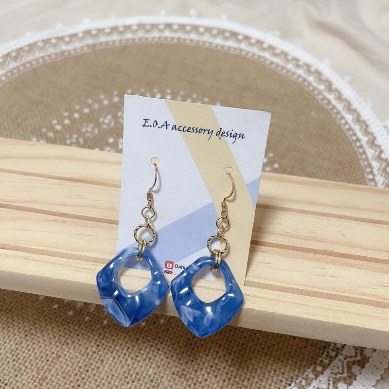 14K / 蓝色天空 / 无痛耳夹 - 耳环/耳夹 - 其他材质 蓝色