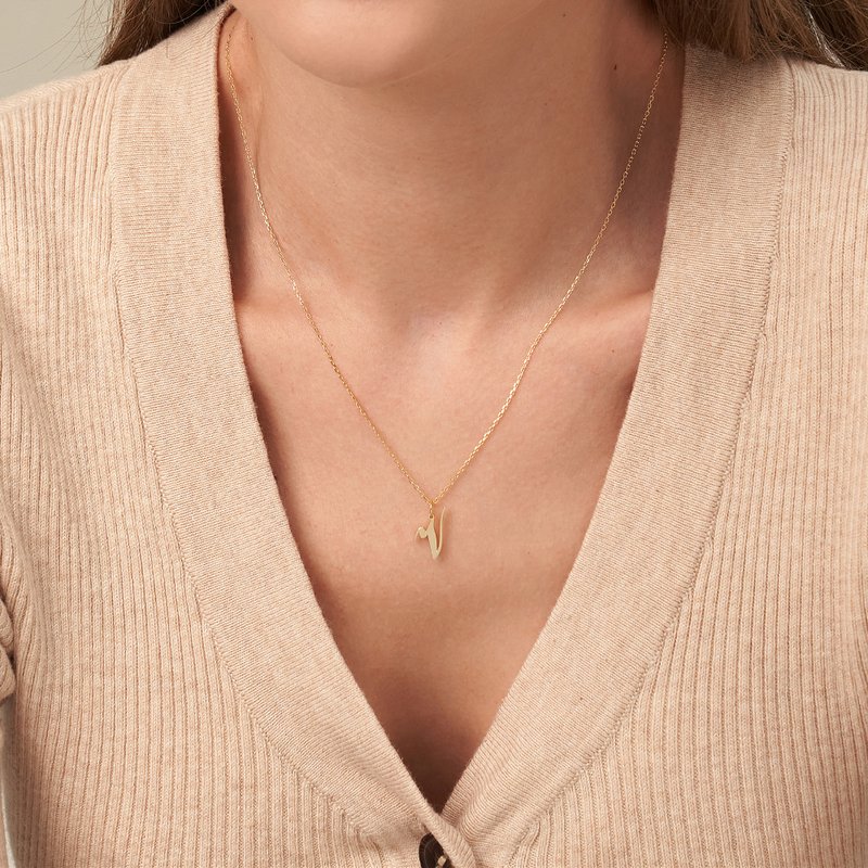 A-Z 925純銀英文字母客製化項鏈簡約精緻疊搭鎖骨鏈聖誕交換禮物 - 项链 - 银 金色