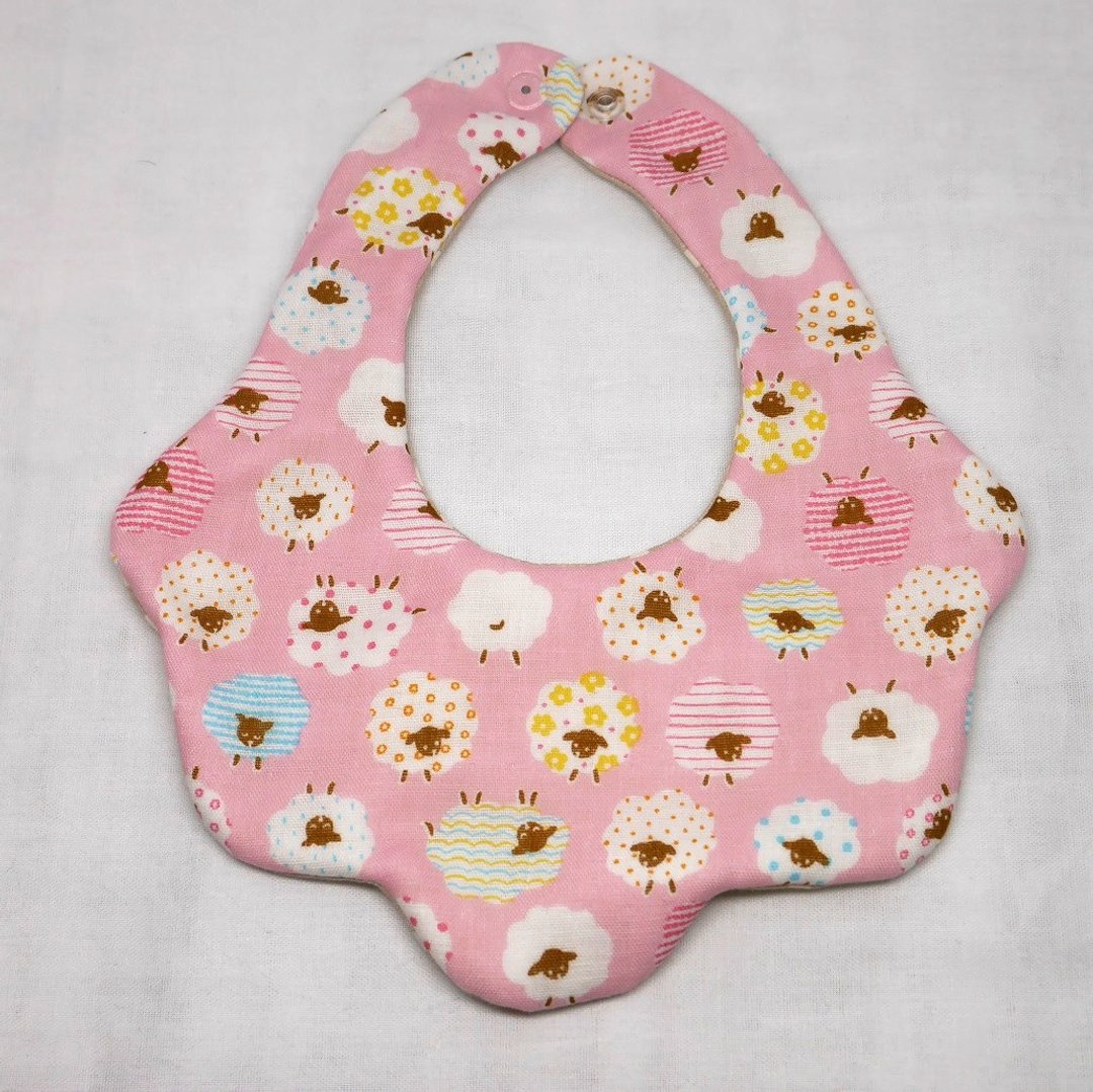 Japanese Handmade 8-layer-gauze Baby Bib - 围嘴/口水巾 - 棉．麻 粉红色