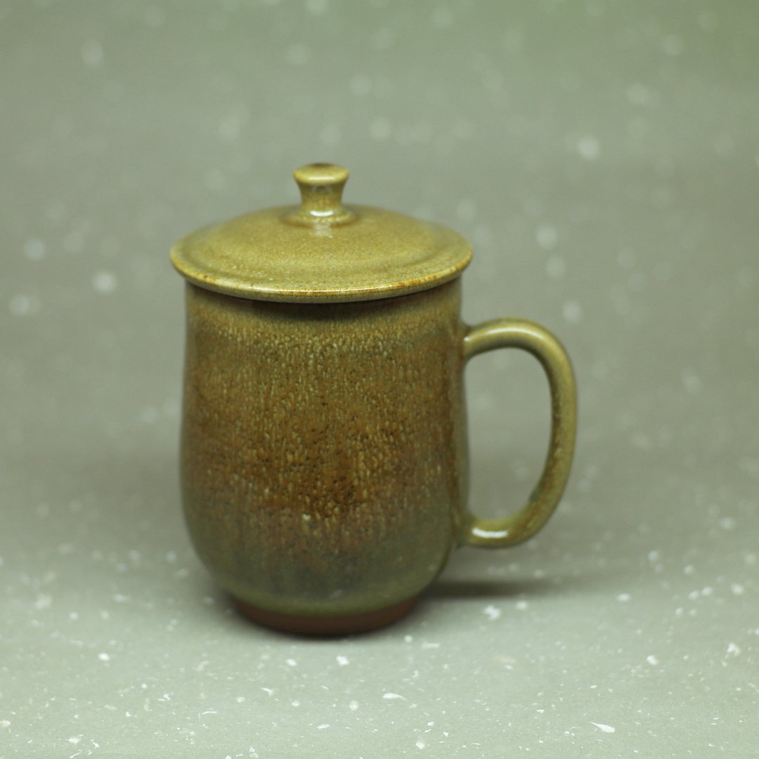 双挂铁釉 盖杯 A 手作陶器 - 茶具/茶杯 - 陶 