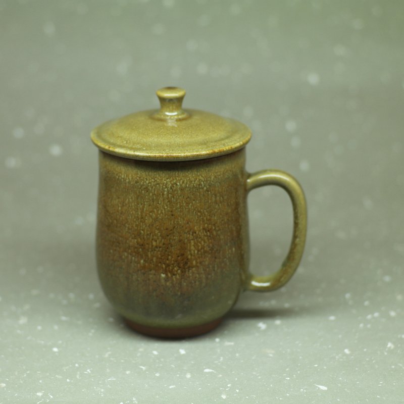 双挂铁釉 盖杯 A 手作陶器 - 茶具/茶杯 - 陶 