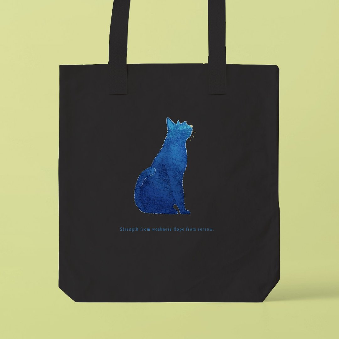 BLUE CAT / 可容纳 A3 尺寸的托特包 - 手提包/手提袋 - 棉 白色
