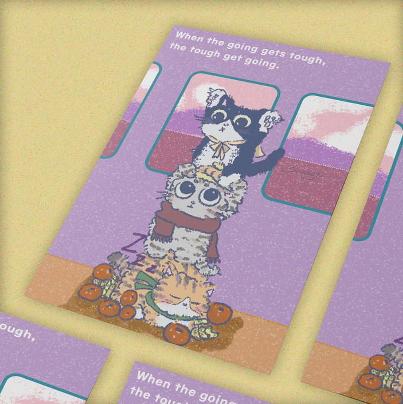 【插画明信片/卡片】当状况变得艰难,坚强的人更会使前进(异色) - 卡片/明信片 - 纸 多色