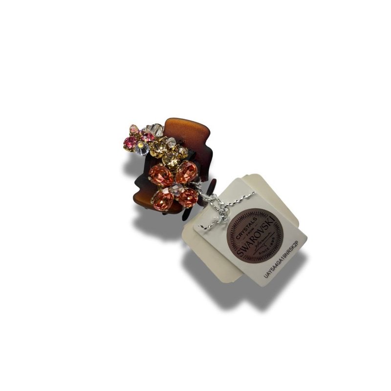 COMPLEX BIZ 施华洛世奇 钻石 甜心夹 粉色花朵 - 发饰 - 水晶 银色