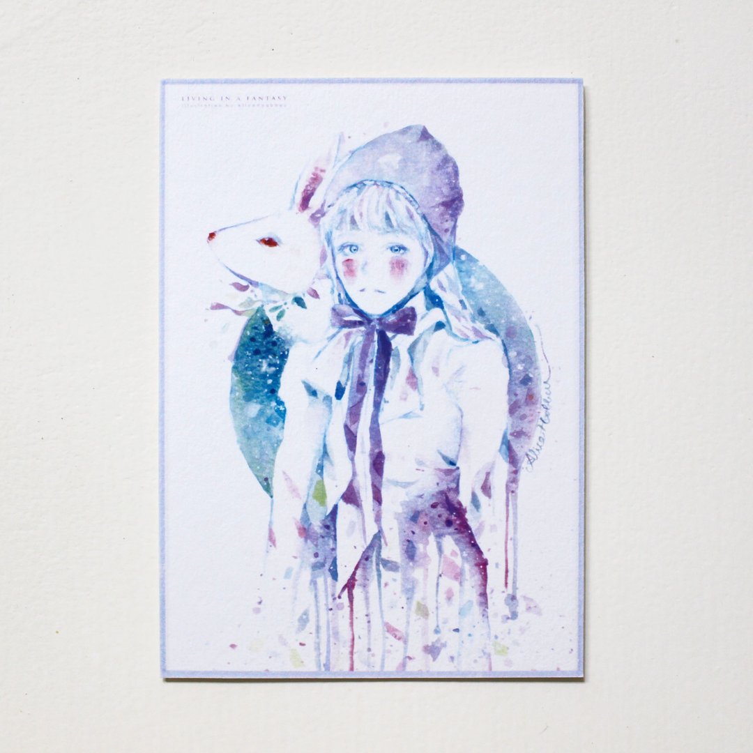 Alice Hobbey 奇幻少女兔子系列 双面水彩插画明信片 Postcard - 卡片/明信片 - 纸 多色