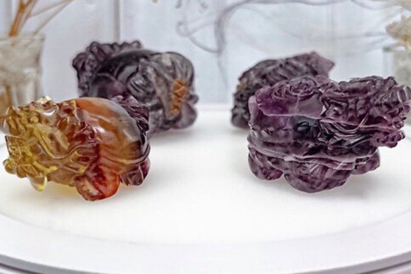 【萤石龙龟】招财黄龙龟/招贵人增智慧紫龙龟 - 摆饰 - 水晶 多色