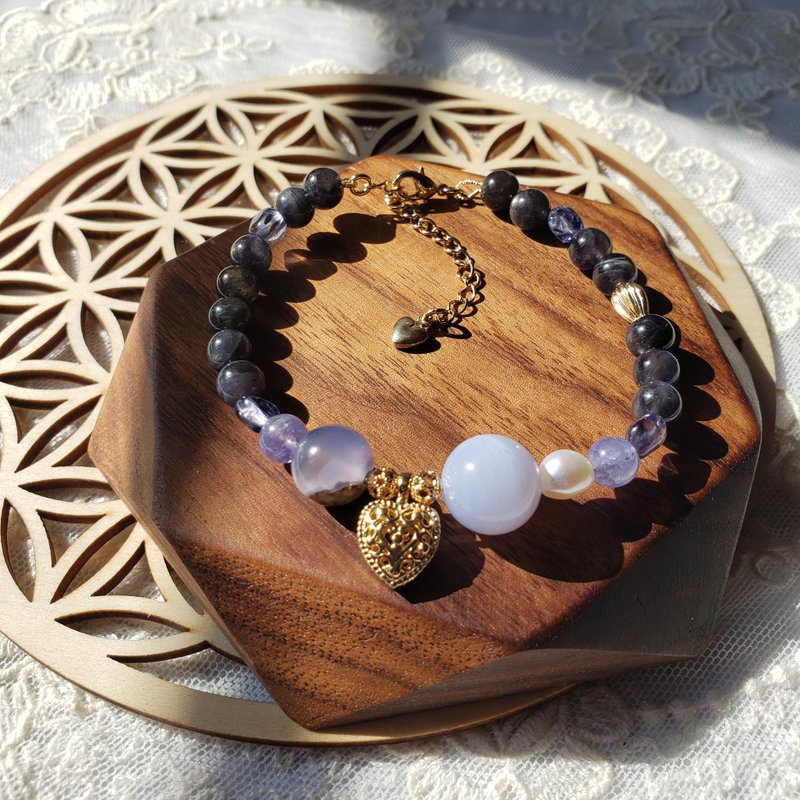 【平衡情绪 增强表达及沟通】蓝纹玛瑙 蓝玉髓 坦桑石 堇青 手链 - 手链/手环 - 水晶 