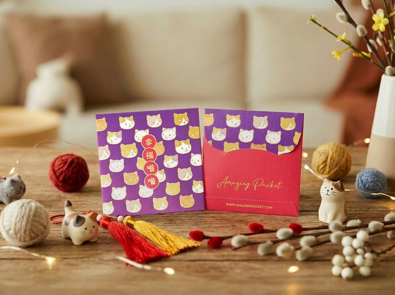 猫-幸福喵喵丨创意利是封丨利是廊 - 红包/春联 - 纸 红色