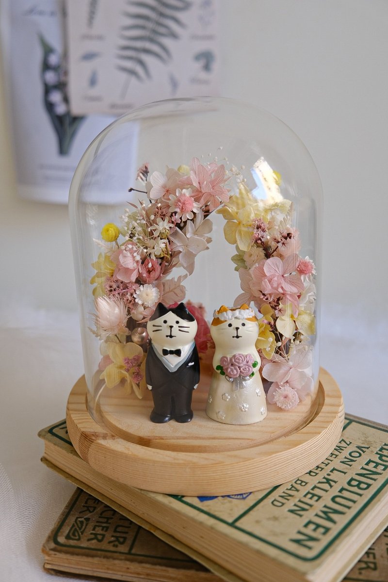 阳光洒落花拱门(新娘新郎猫咪) - 干燥花/捧花 - 植物．花 黄色