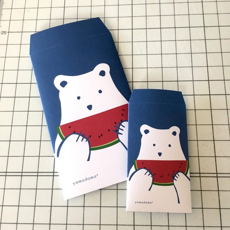 Polar bear pocket bag set to eat watermelon - 红包/春联 - 纸 蓝色
