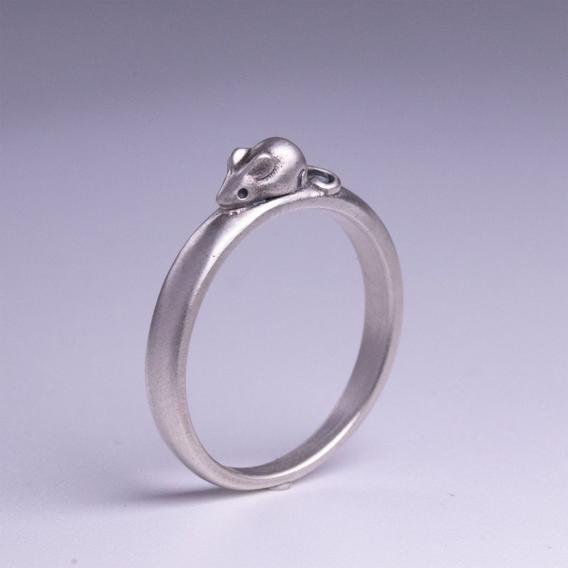 动物生肖戒指 - 鼠 / DR-79 - 戒指 - 纯银 银色