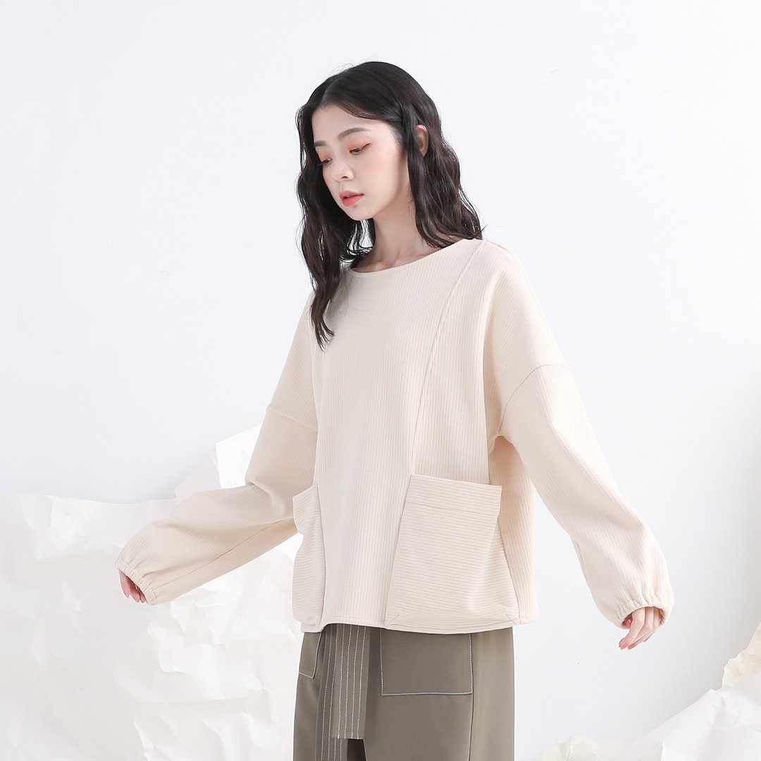 Youran_悠然大口袋上衣_21AF004_米 - 女装上衣 - 聚酯纤维 白色