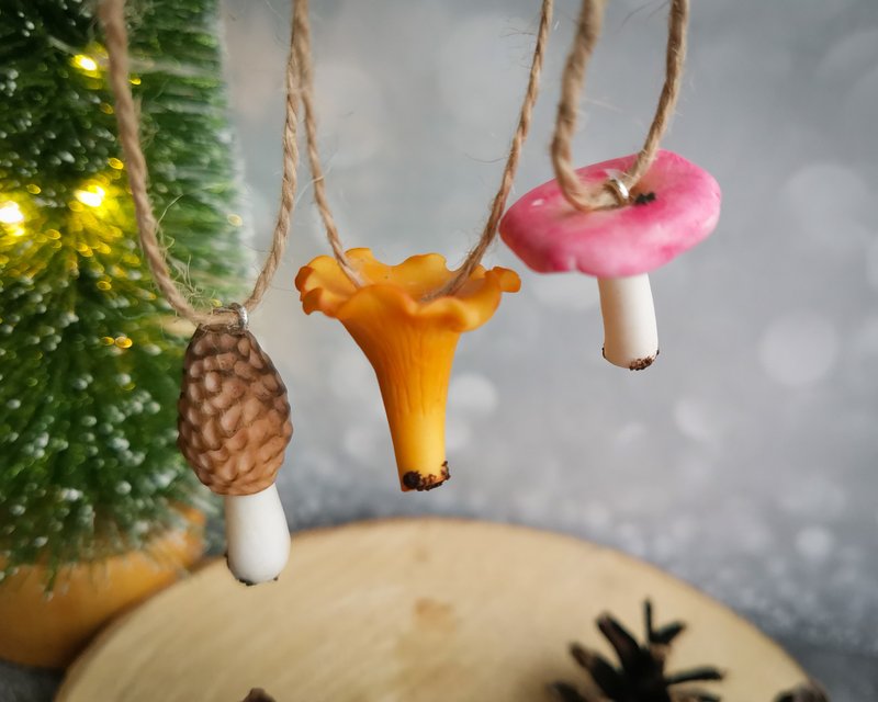 圣诞蘑菇饰品套装 3 件快乐蘑菇装饰迷你蘑菇 - 其他家具 - 粘土 多色