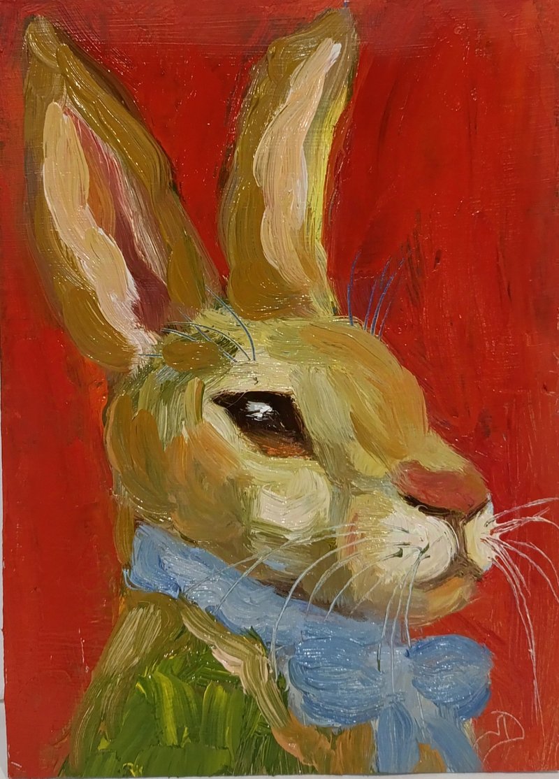兔子绘画原创艺术厚涂油画 - 海报/装饰画/版画 - 其他材质 红色