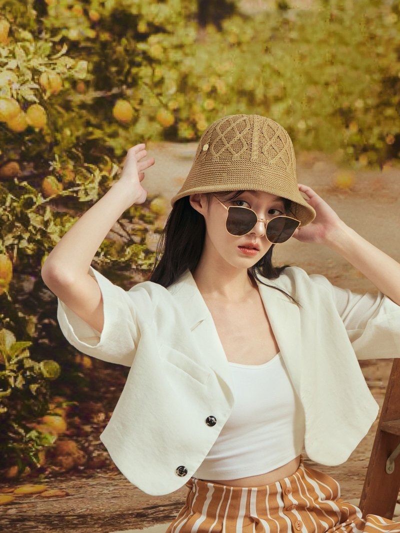 提着竹篮去野餐。MUCHAT手作14KGP针织渔夫帽(咖) - 帽子 - 聚酯纤维 咖啡色