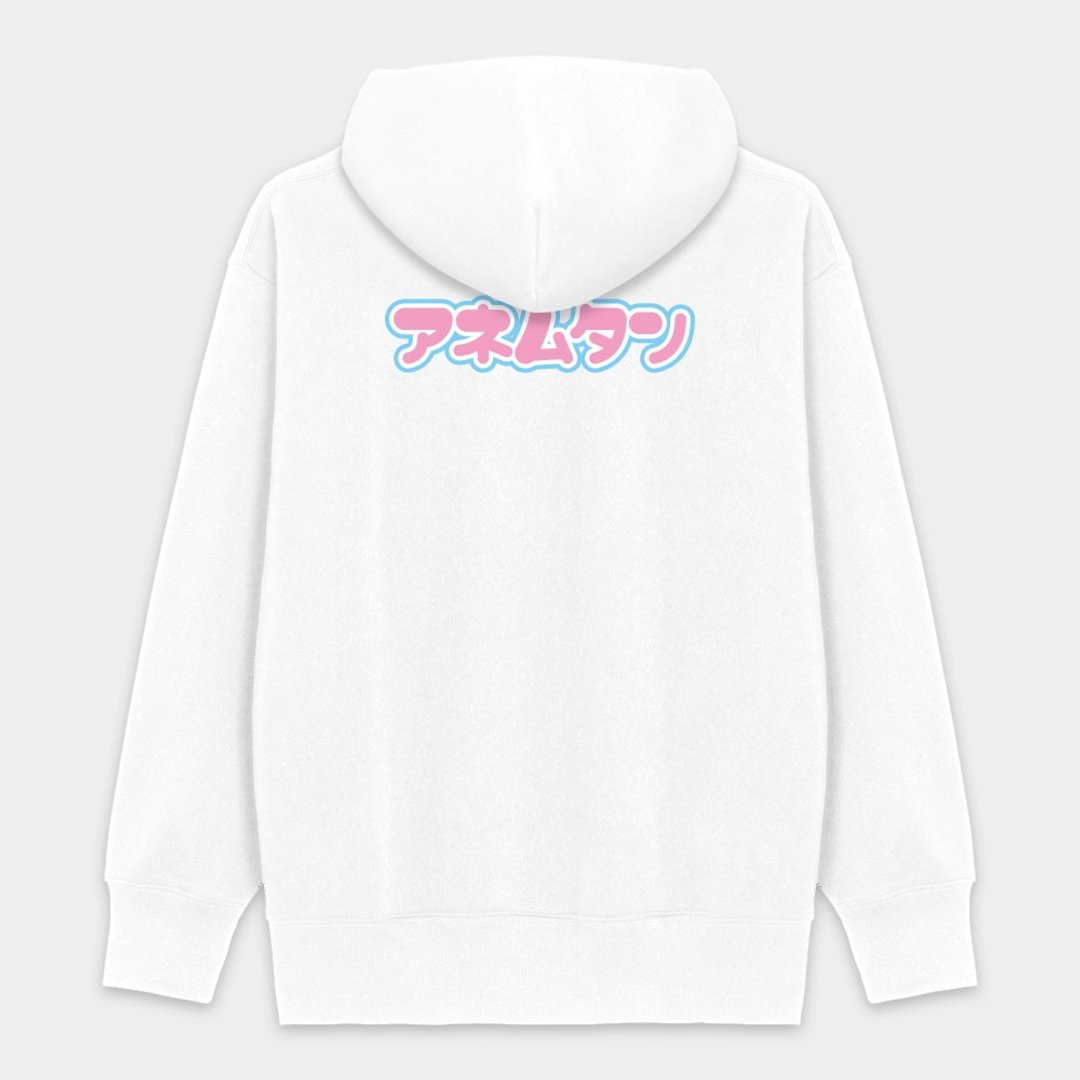 【秋冬新品】伪日文 安捏母汤 粉红文字 纯棉连帽外套 PS174 - 女装休闲/机能外套 - 棉 白色