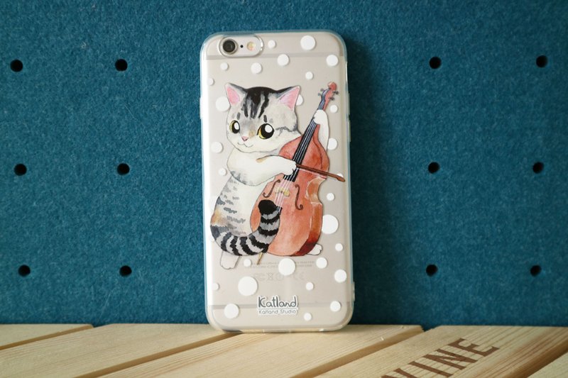 自家设计 - 音乐家猫波点手机壳 保护套Phone Case Z02_02 - 手机壳/手机套 - 塑料 灰色