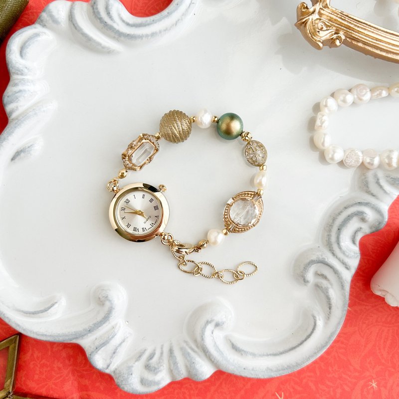 [下一篇] Clementine/德国压克力珠子和珍珠古董风格手链手表 LI209 - 女表 - 其他金属 金色