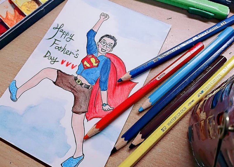 【插画似颜绘】爸爸超人/父亲节礼物/卡片/定制/可加购相框 - 其他 - 纸 多色