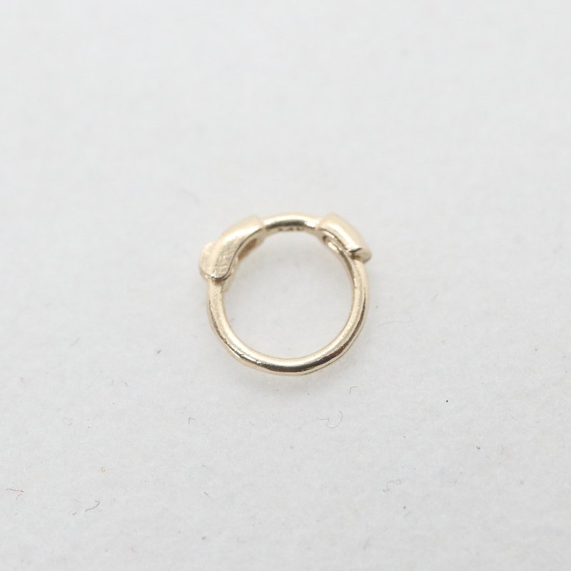 纯14K金 细版小耳扣耳环 (单个) (内径 4.5 mm)洗澡免摘 不褪色 - 耳环/耳夹 - 贵金属 金色