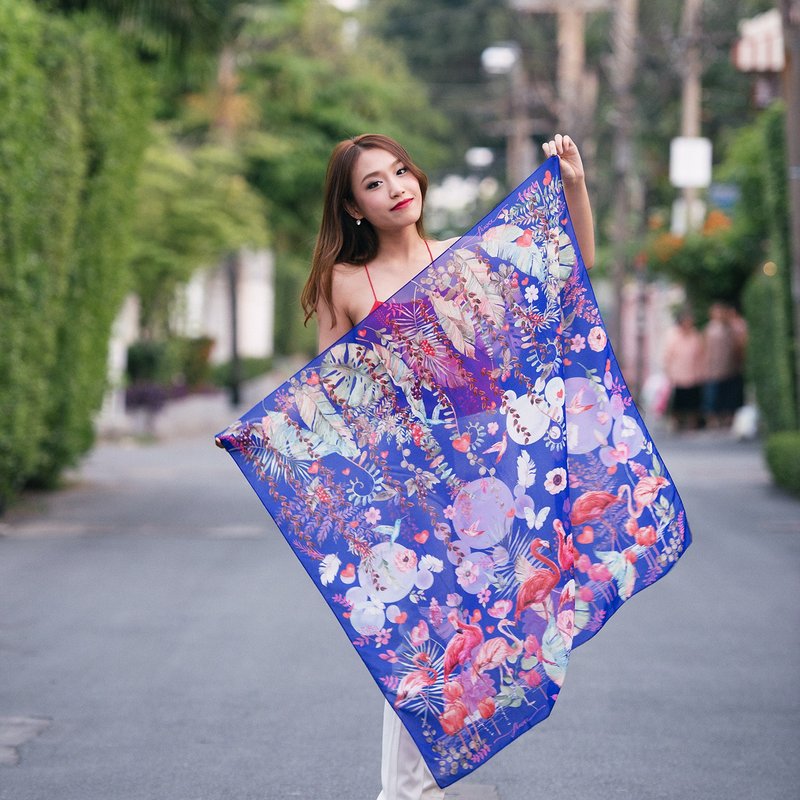 爱鸟系列  (紫色)浪漫红鹤丝巾 围巾 - 丝巾 - 其他材质 紫色