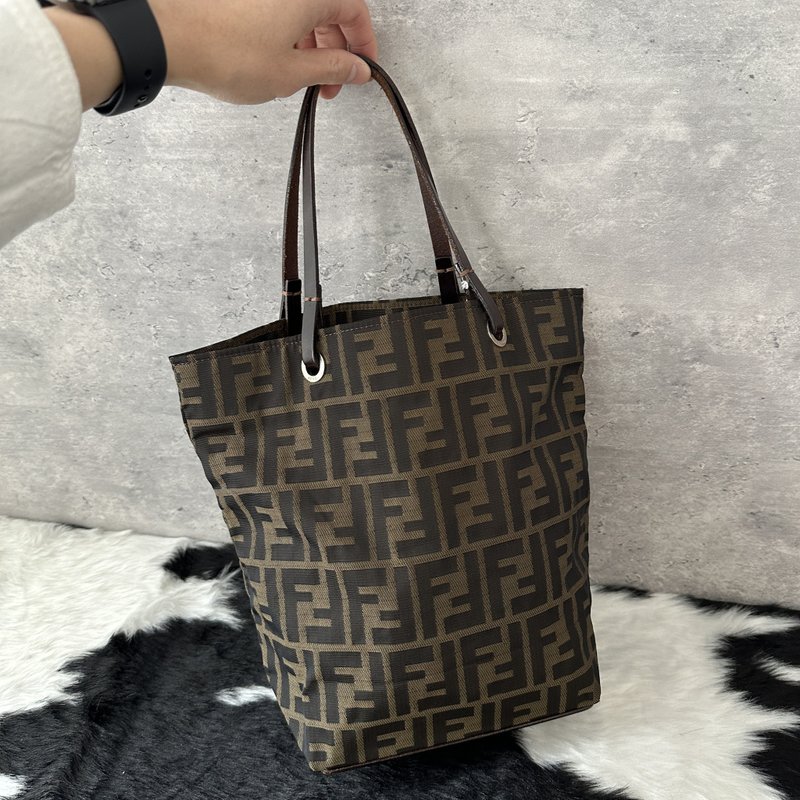 Fendi 芬迪 老花托特包 - 手提包/手提袋 - 棉．麻 咖啡色