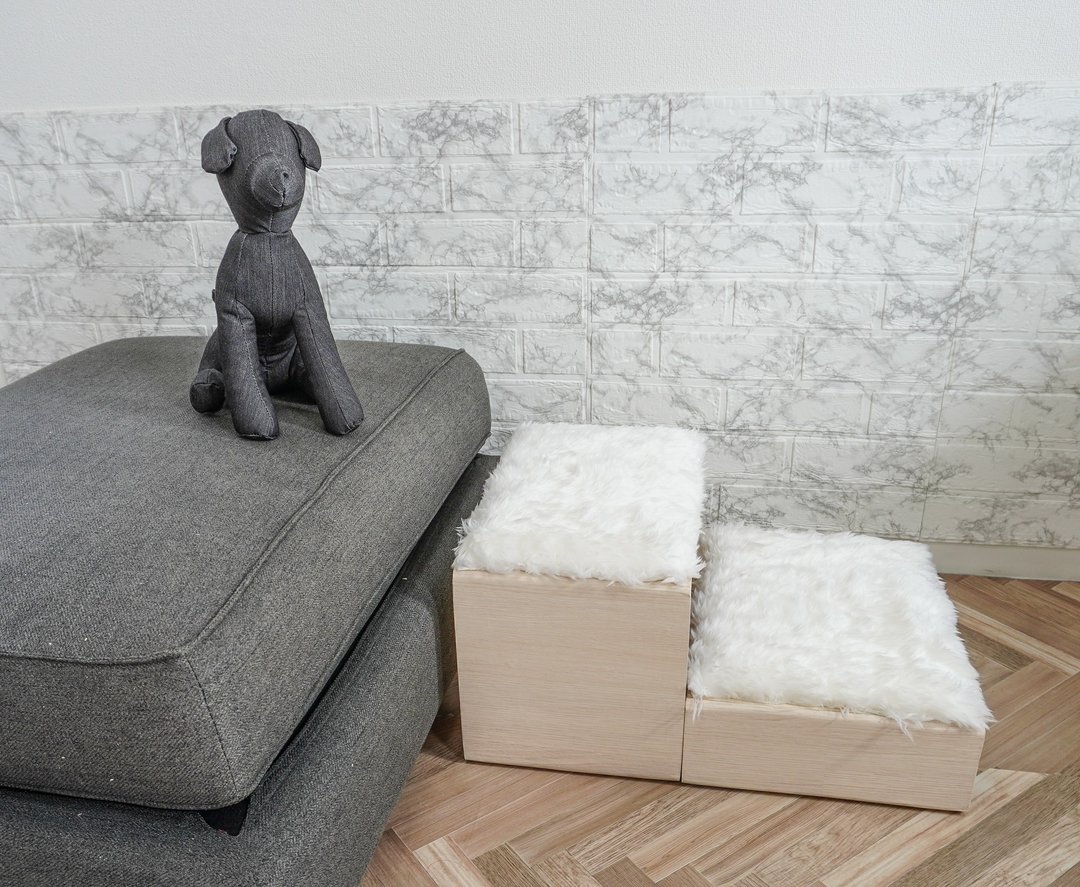 Dog stairs for bed and sofa on 2steps, Pet steps, Mouton pet stairs - 其他 - 木头 白色