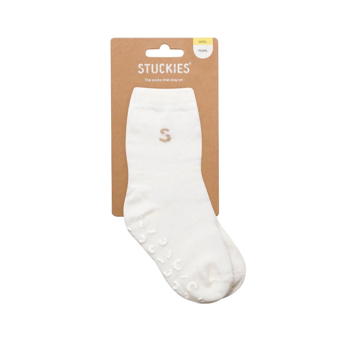 Stuckies - 婴儿羊毛防滑袜 - Pearl - 婴儿袜子 - 羊毛 