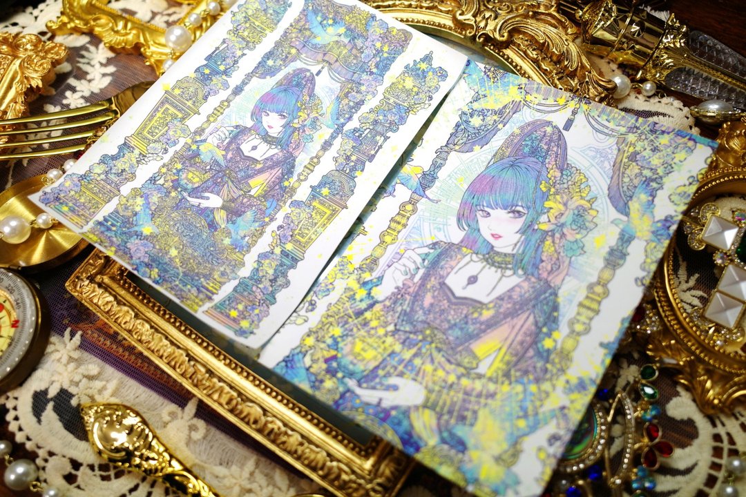 少女插画贴纸 (libet) 人物角色 手帐贴纸 - 贴纸 - 纸 蓝色