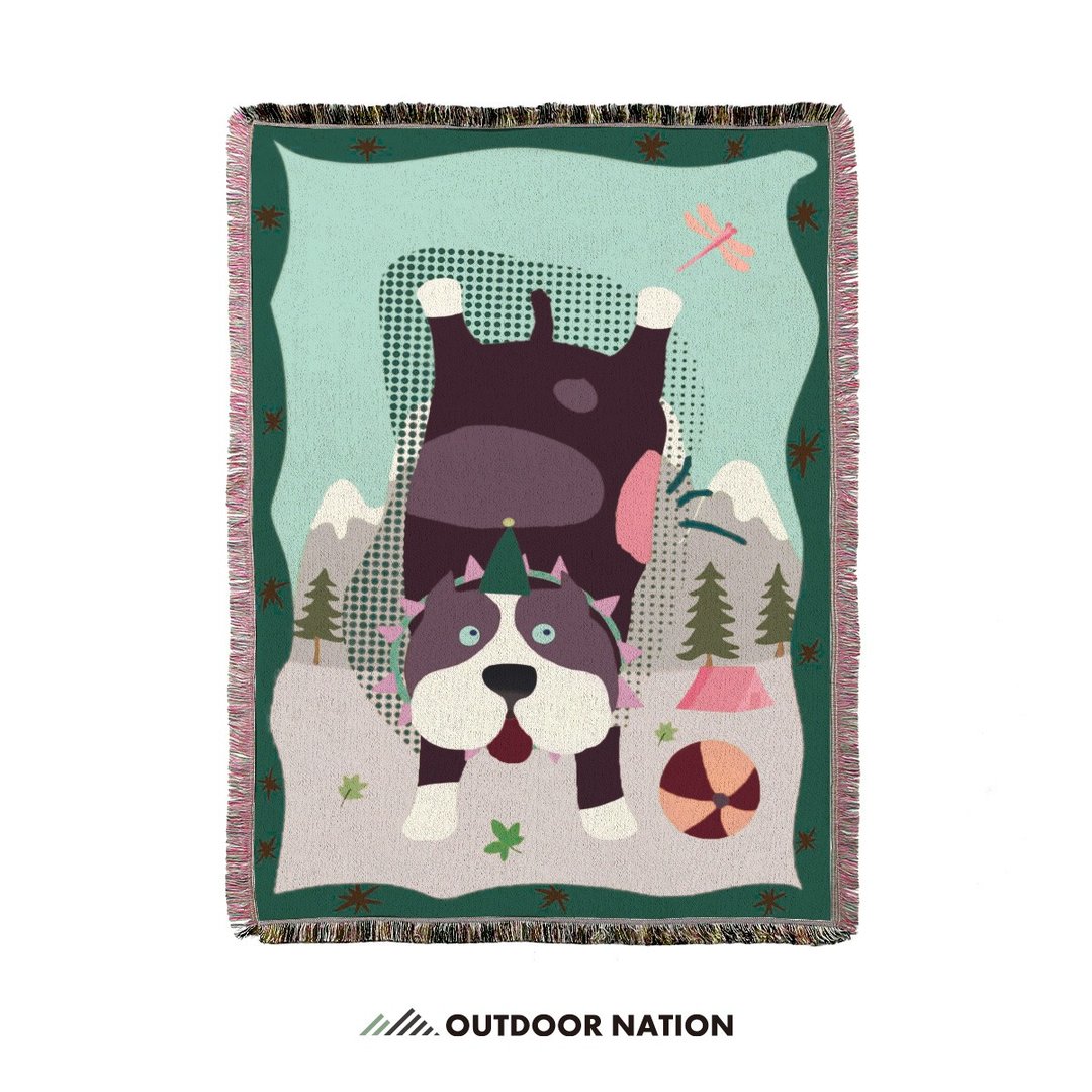 汪汪日常# Outdoor Nation户外万用毯/ 加长版/ 只想出门凹斗犬 - 露营用品 - 棉 
