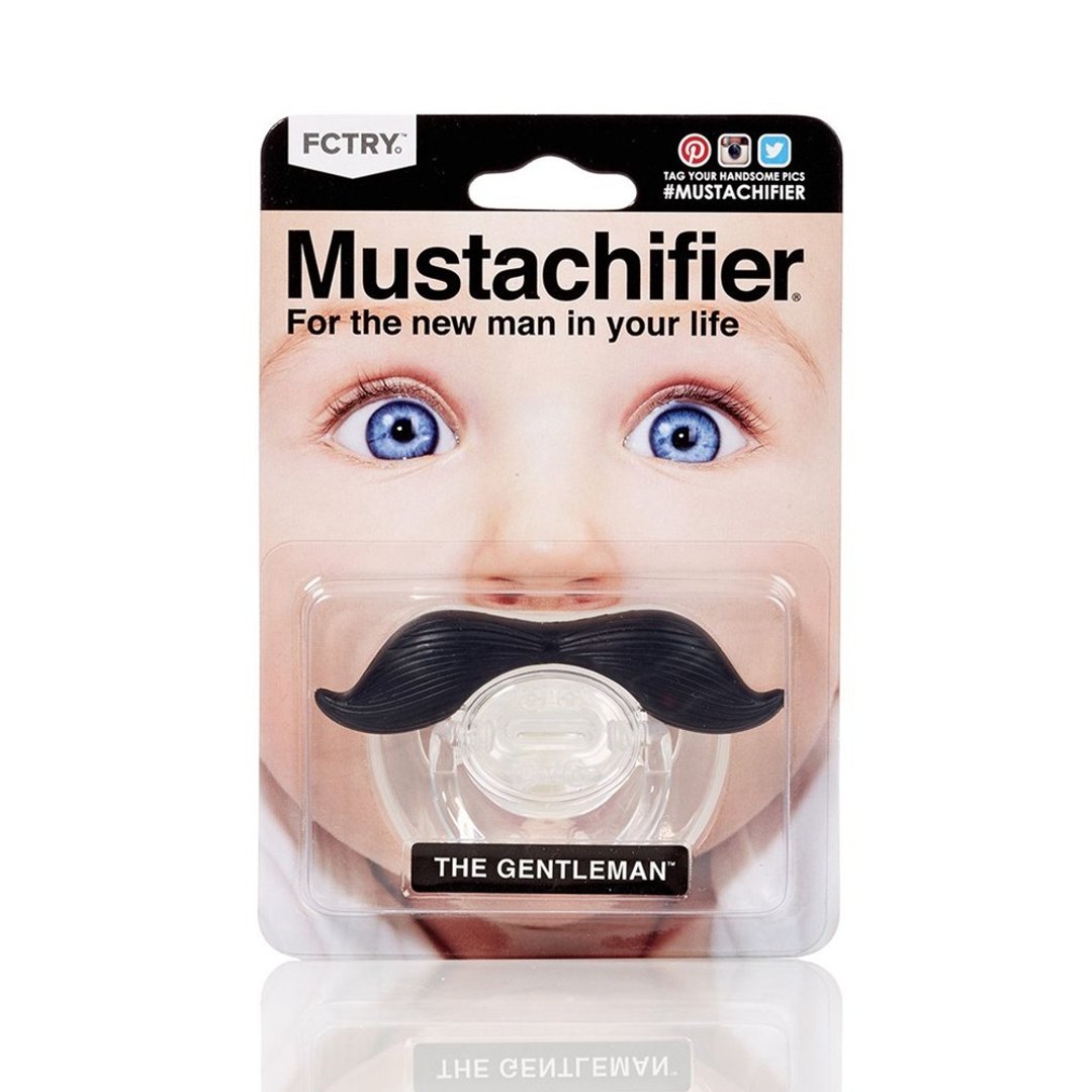 【微瑕疵特卖】美国 Hipsterkid (原名 Mustachifier)绅士胡子婴儿奶嘴 BPA Free - 满月礼盒 - 硅胶 黑色