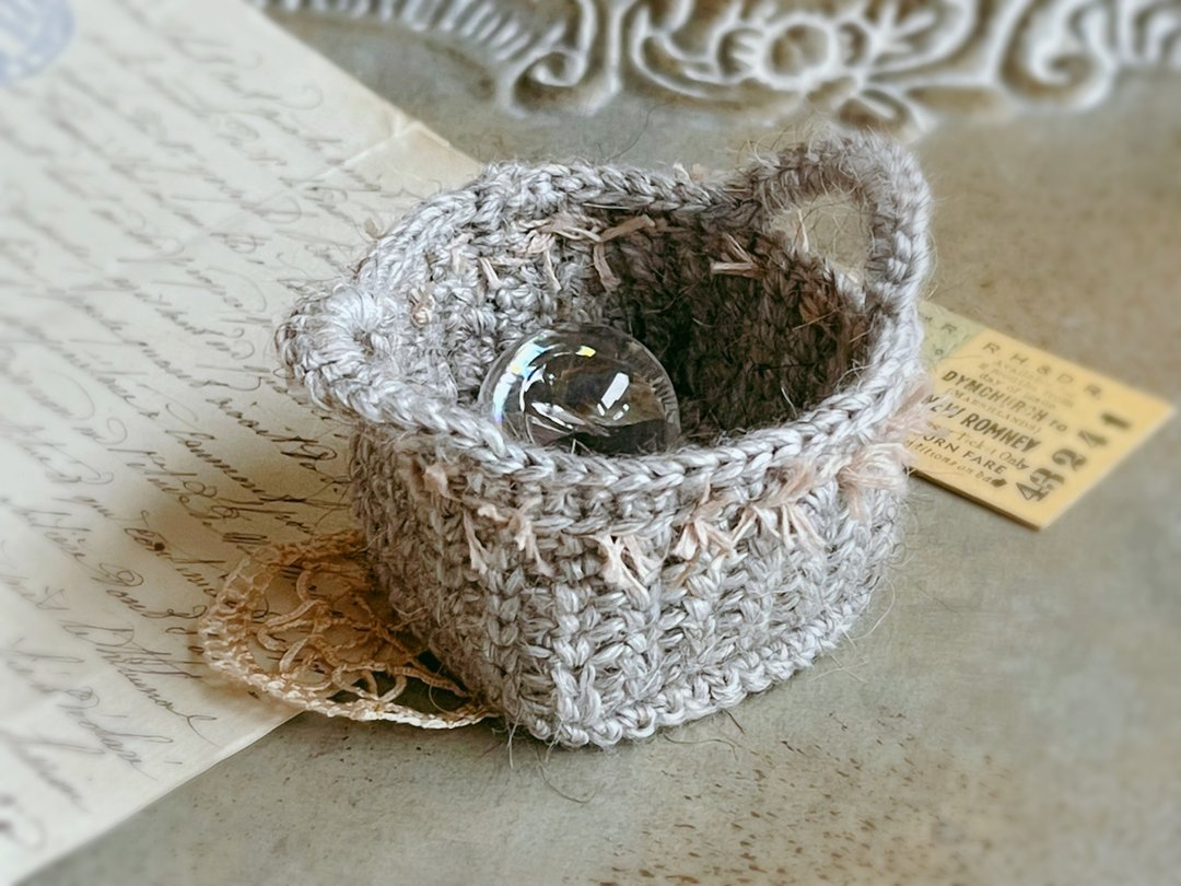 Knitting 提把置物篮 - 欧洲复古藤编篮 - 收纳用品 - 棉 