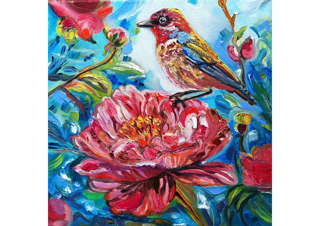 原创画 Tropican 雀 Art Original Painting 油画 Oil On Canvas - 墙贴/壁贴 - 其他材质 粉红色