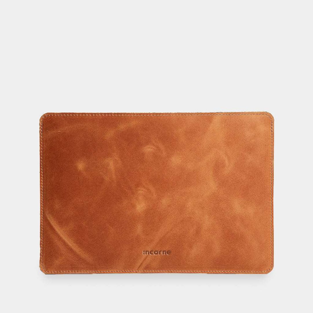 MacBook Air/Pro皮质笔记本电脑包——日常使用的干邑色保护套 - 电脑包 - 真皮 橘色