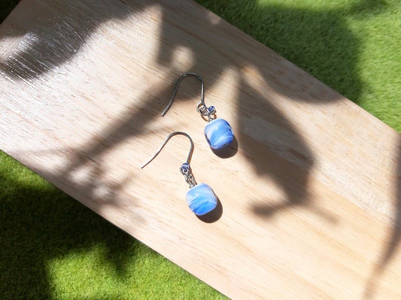 柚子林琉璃 - because I'm happy  - 琉璃耳环/可改耳夹 - 耳环/耳夹 - 琉璃 多色