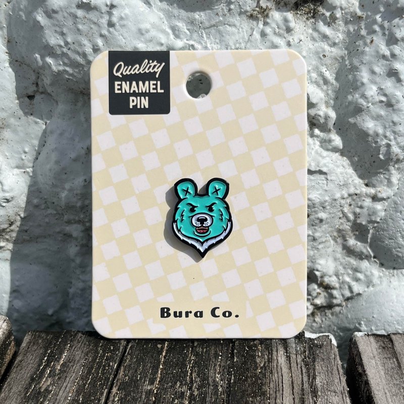 台湾黑熊珐琅徽章 Taiwan Bear Souvenir BURA Enamel Pin - 胸针 - 珐琅 蓝色