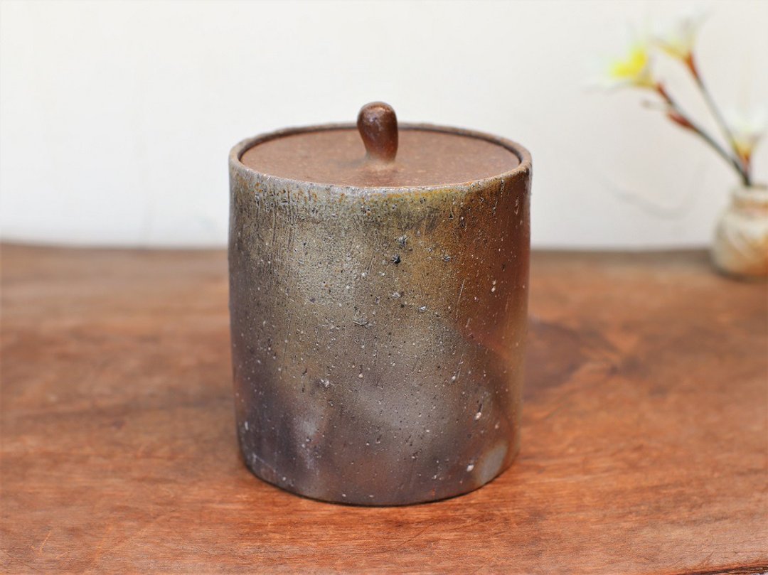 Bizen ware lid thing ta-017 - 调味罐/酱料瓶 - 陶 咖啡色