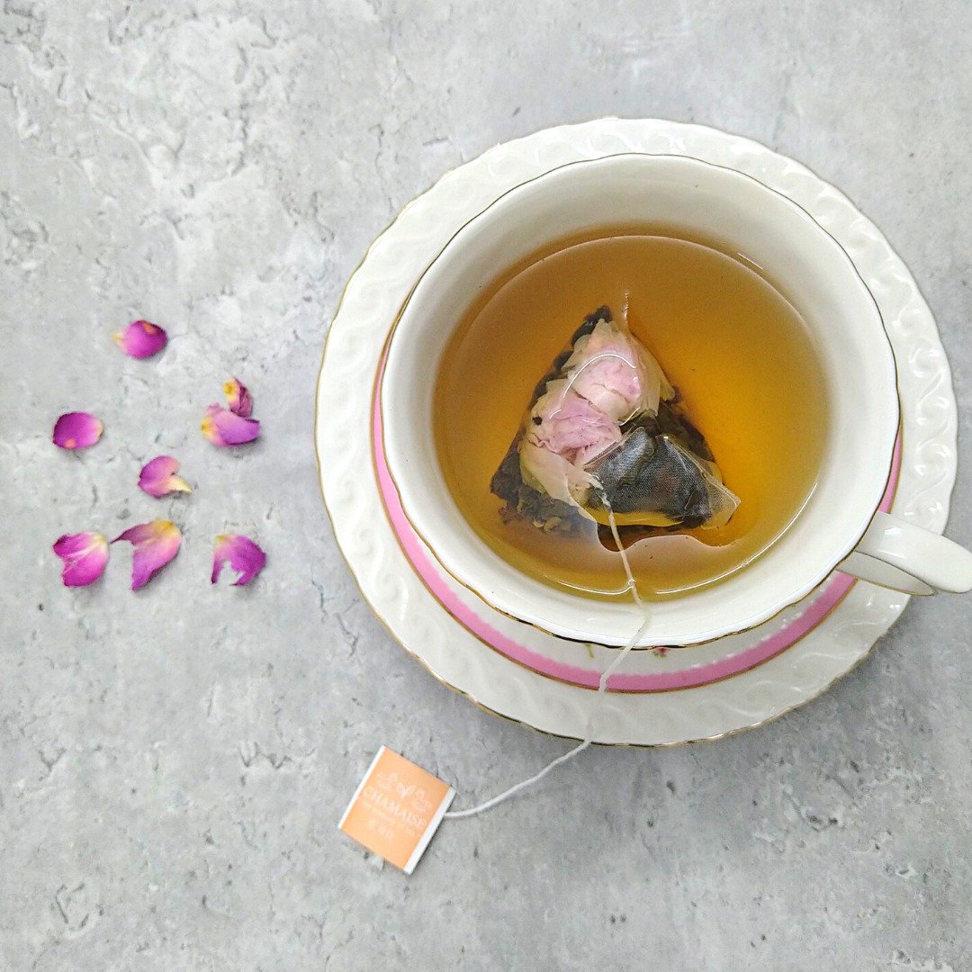 玫瑰烏龍茶 | 立體三角原葉茶包 | 台灣茶 | 法國玫瑰 | 花茶 - 茶 - 纸 橘色