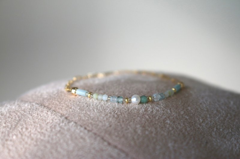 五月诞生石 手链 珍珠 祖母绿 天然石 - 爱计较 - - 手链/手环 - 半宝石 绿色