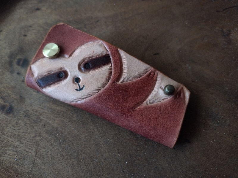 超可爱树懒先生  纯牛皮皮革汽(机)车感应钥匙套 - 钥匙链/钥匙包 - 真皮 咖啡色