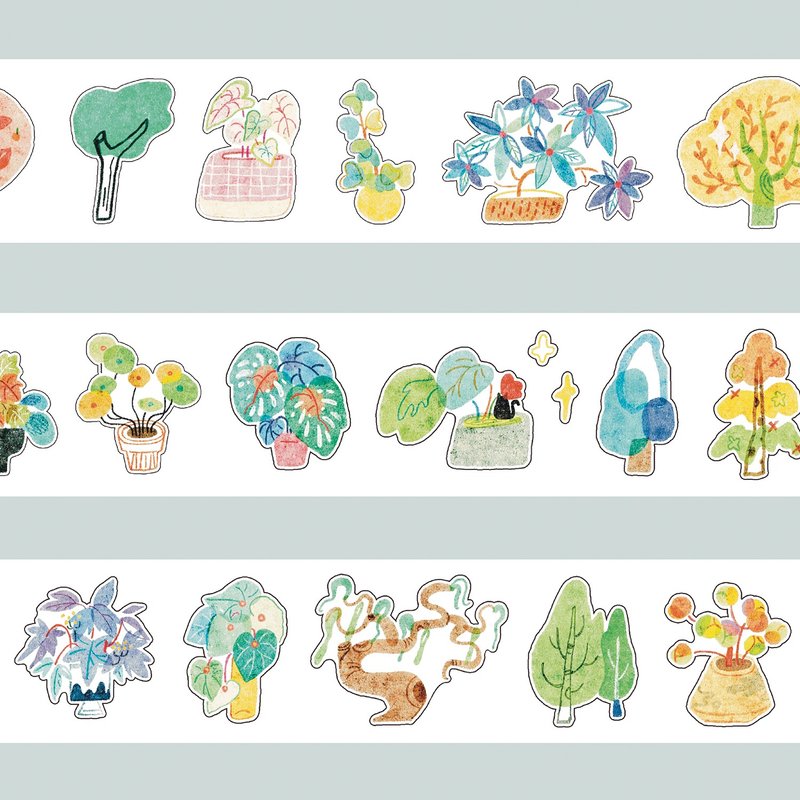 【膠帶】种草得草 PET 和紙膠帶 切膜 手帳隨心配 5米卷 - 纸胶带 - 纸 多色