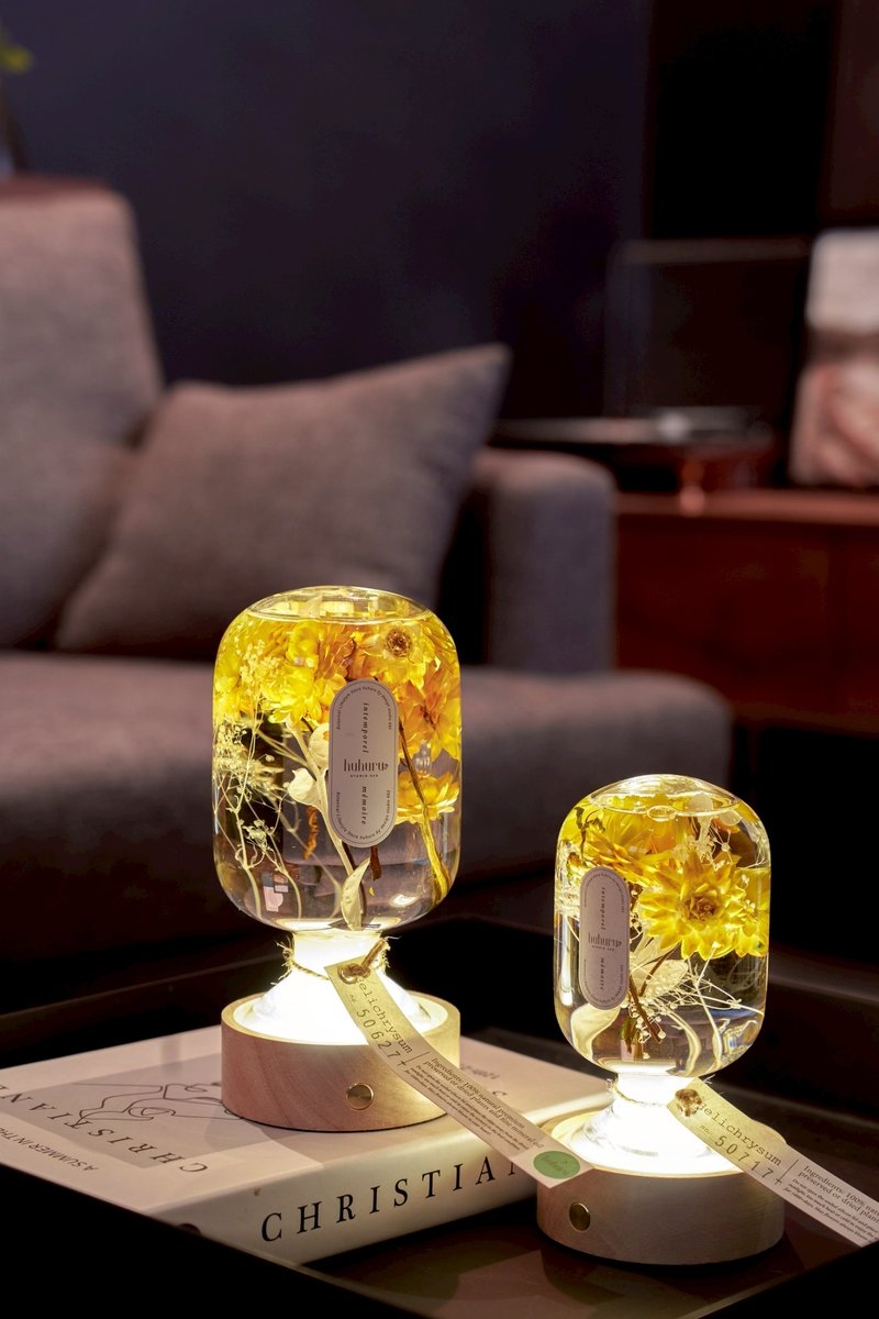 + HUHURU + 植光之境花艺瓶－Helichrysum蜡菊 - 干燥花/捧花 - 玻璃 黄色