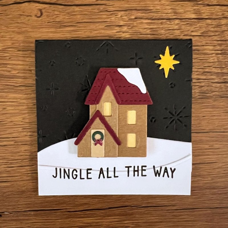JINGLE ALL THE WAY 小屋 圣诞卡 枣红 - 卡片/明信片 - 纸 红色