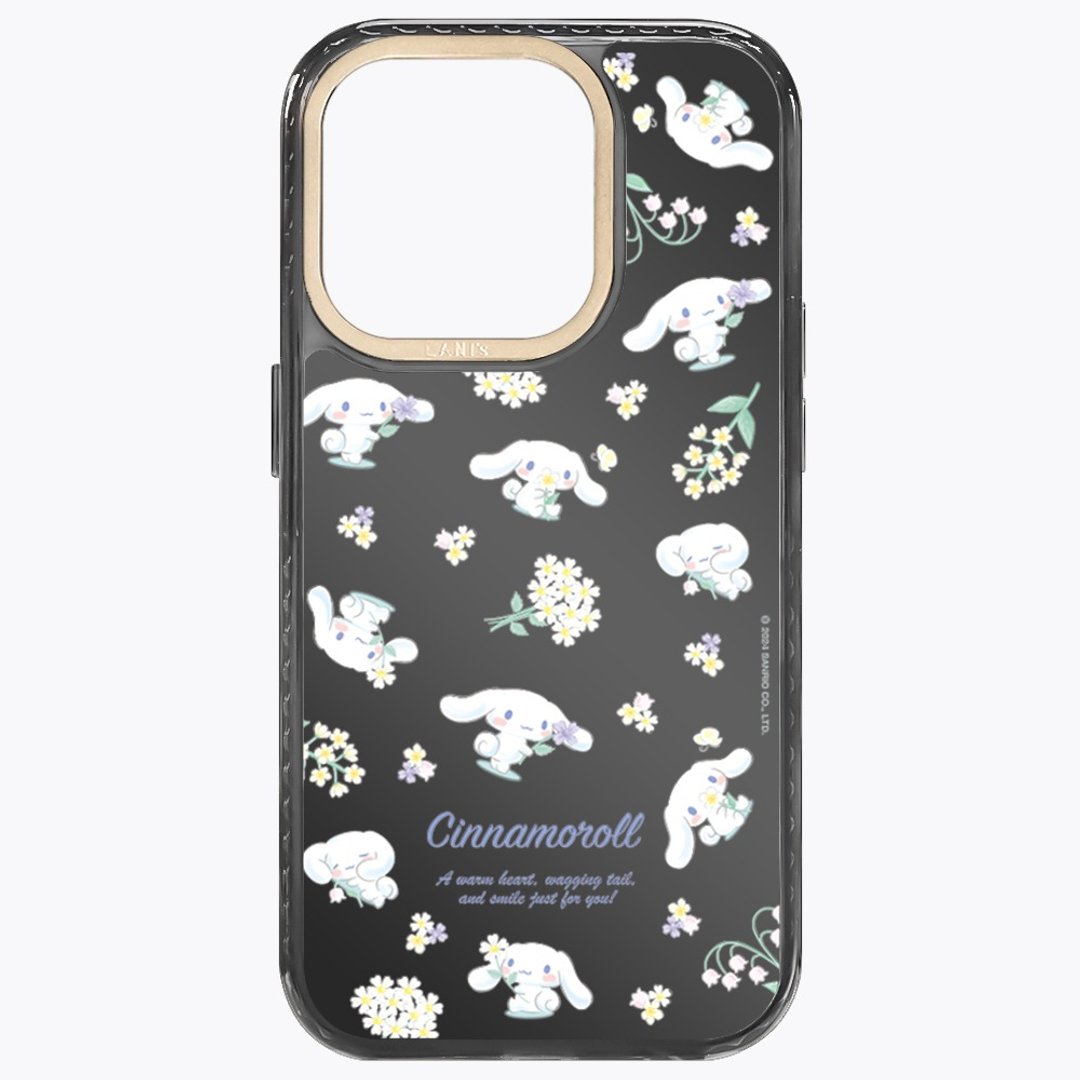 大耳狗喜拿 镜面小花 磁吸版 透黑框 iPhone 16 15 14 13 Pro Max - 手机壳/手机套 - 环保材料 黑色