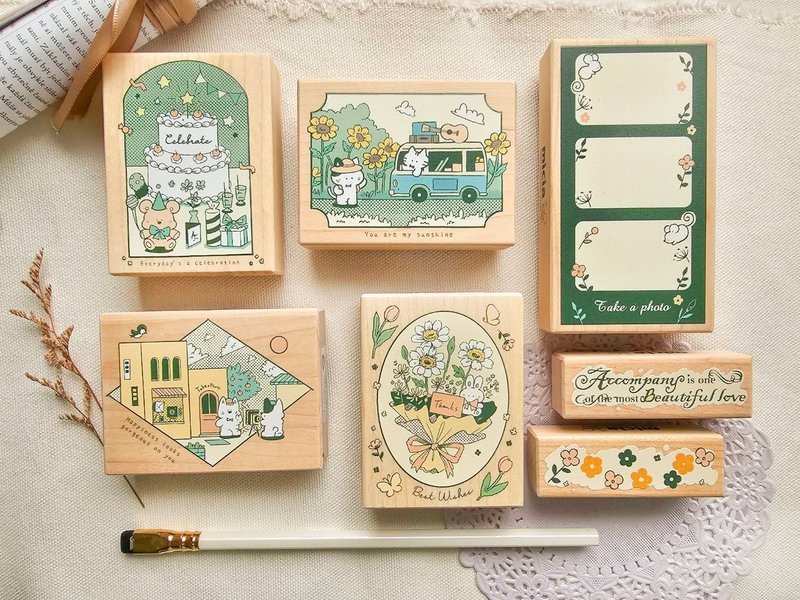 黄色暖暖日记彩色枫木印章组 - 印章/印台 - 其他材质 