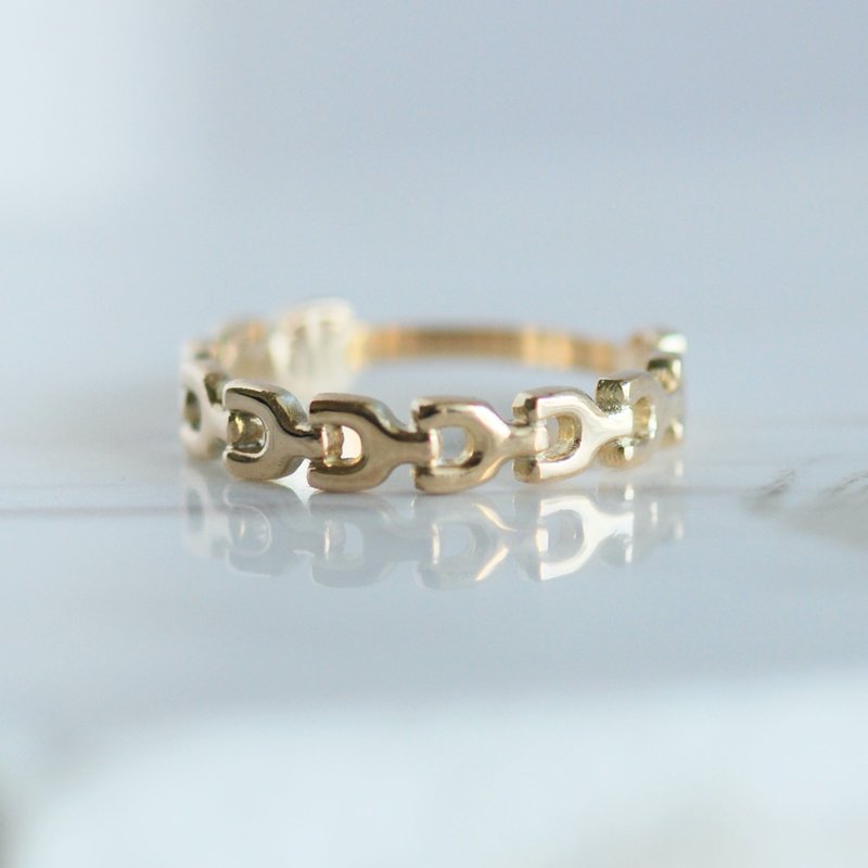 Y-shaped chain motif ring / K10YG [Made-to-order] - 戒指 - 其他金属 金色