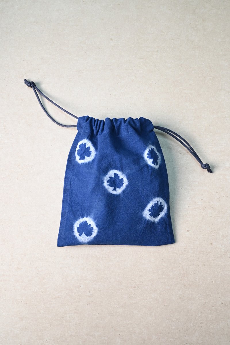 【记忆有限】蓝染束口袋-点点 - 手提包/手提袋 - 棉．麻 蓝色