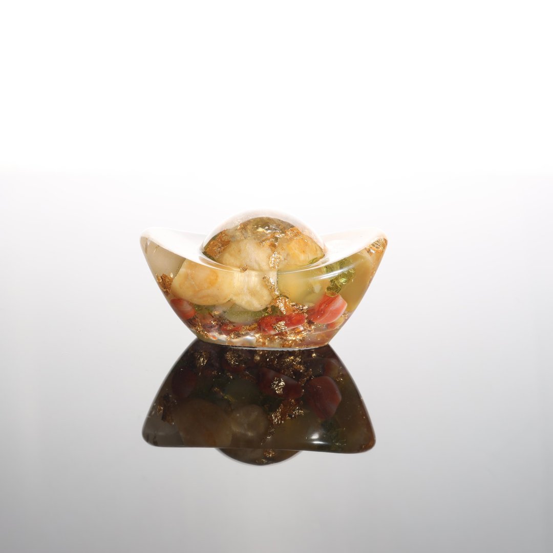 【母亲节礼物】招财金元宝摆饰黄玉款 - 开运水晶金箔聚宝盆 - 摆饰 - 玉石 黄色