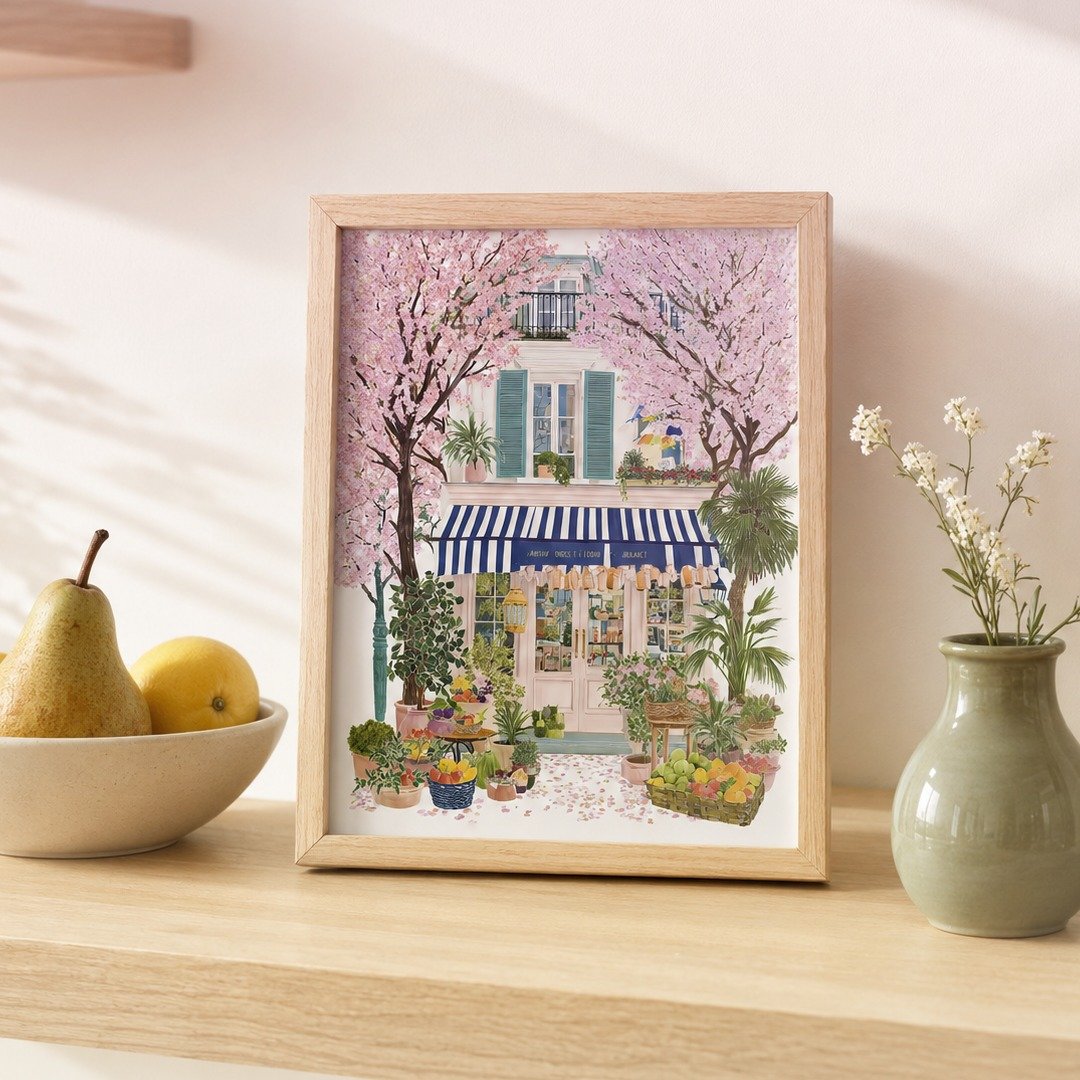 樱色小店 10 × 13 cm 春日街景画卡 四款可选 - 墙贴/壁贴 - 纸 
