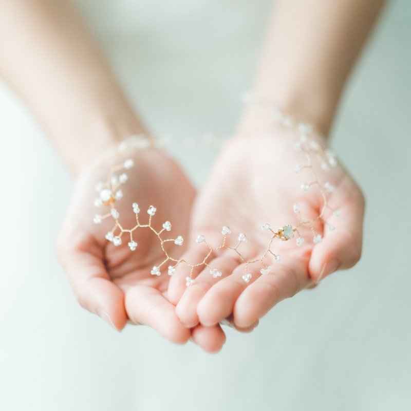 Simple Coral Tiara/新娘头饰/订制饰物/手制饰物/水晶/手绕铜线 - 发饰 - 水晶 